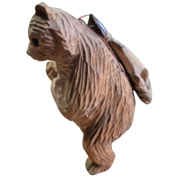 Vtg Carved Wood Bear Ornament Figurines Camping Cabin Family Rustic Woodsy RARE - Picture 8 of 10